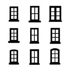 Set window silhouette isolated vector on white background