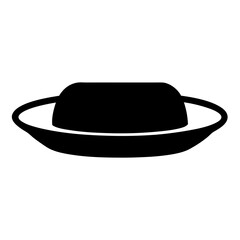A Single Black Silhouette of a Fedora Style Hat on a White Background