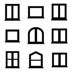 Set window silhouette isolated vector on white background