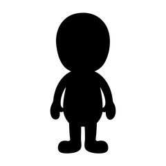 Silhouette of a minimalist cartoon character standing tall in stark black