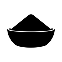 Stylized black and white image of a bowl overflowing with a substance