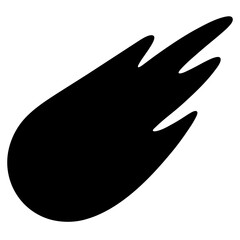 Abstract illustration of a black stylized comet hurtling through space on white