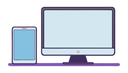 Smartphone and Desktop Monitor with Blank Screens Vector on white background