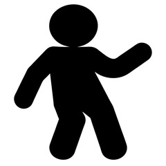 Black silhouette stick figure in a dancing or walking pose illustration
