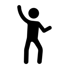 Silhouette of a stick figure dancing with one arm raised enthusiastically
