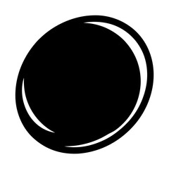 Simple black oval shape with a white outline on a white background
