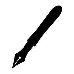 Dramatic Black Silhouette of a Classic Fountain Pen Against a White Canvas