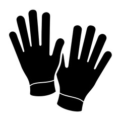 Stylized black and white image of a pair of protective gloves