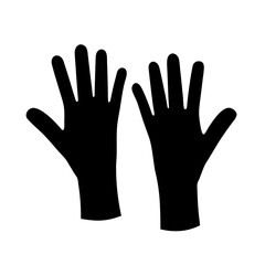 Black Silhouette of Two Hands Upraised with Fingers Extended on White Backdrop