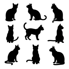 Set pig silhouette isolated vector on white background