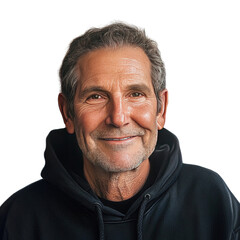 Obraz premium Portrait of an older gentleman with grey hair and a gentle expression on black backdrop