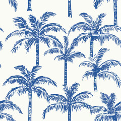 Seamless pattern of Retro palm tree hand drawn art concept