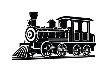 Silhouette art illustration of a steam locomotive train.eps © T-shirt Land