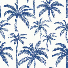 Seamless pattern of Retro palm tree hand drawn art concept