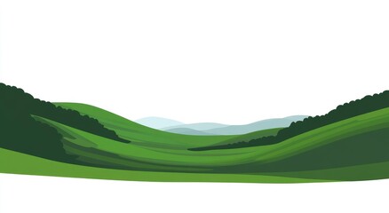 Obraz premium Serene Green Hills: A Minimalist Landscape Illustration
