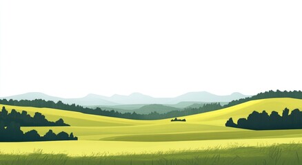 Obraz premium Serene Rolling Hills: A Pastoral Landscape Painting