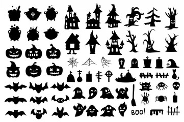 Halloween Silhouettes - Spooky Ghosts & Bats
