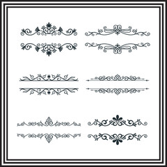 Ornamental Divider Vector Set – Elegant Flourish Line Art Borders, Vintage Decorative Elements Bundle