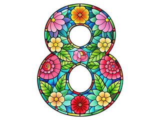 Floral Number Eight Design: Colorful Mexican Talavera Style Artwork