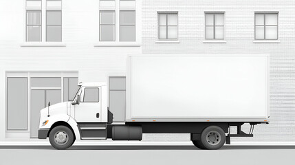 White Flatbed Truck Parked on City Street