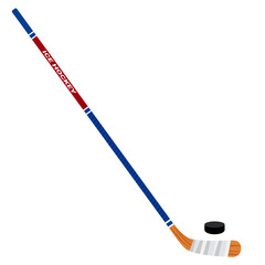 ice hockey stick with disc, Hockey Puck Vector.