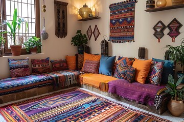 Cactus and wicker harmony in bohemian style high resolution image