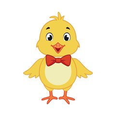 Cheerful Yellow Bird Cartoon Character