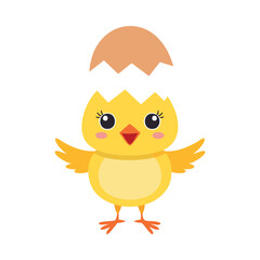 Cheerful Yellow Bird Cartoon Character