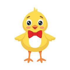 Cheerful Yellow Bird Cartoon Character