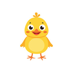 Cheerful Yellow Bird Cartoon Character
