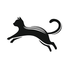 Fototapeta premium Black cat silhutte with white background 