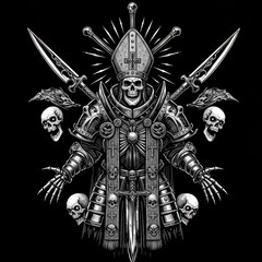 Obraz premium Grim pontiff in ornate armor evokes a gothic aesthetic with dark undertones