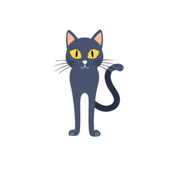 Fototapeta premium Black cat silhutte with white background 