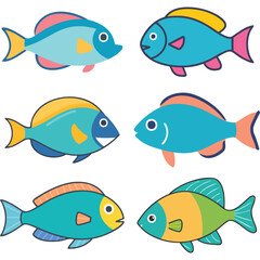 set of colorful fish