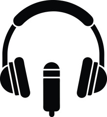 headphones with mic icon vector illustration
