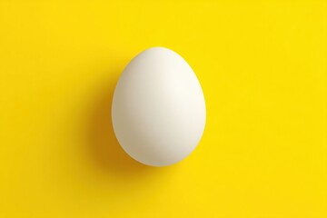 Centered White Egg Drawing on Clean Yellow Background Showcasing Simplicity and Elegance in Design Generative AI