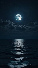 full moon over sea