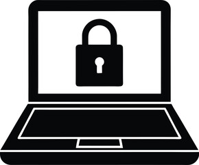 laptop with lock symbol icon vector illustration