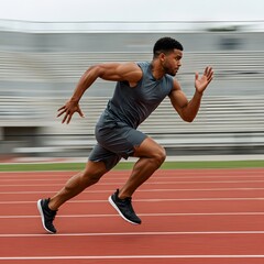 Handsome man in motion blur, fitness sprint