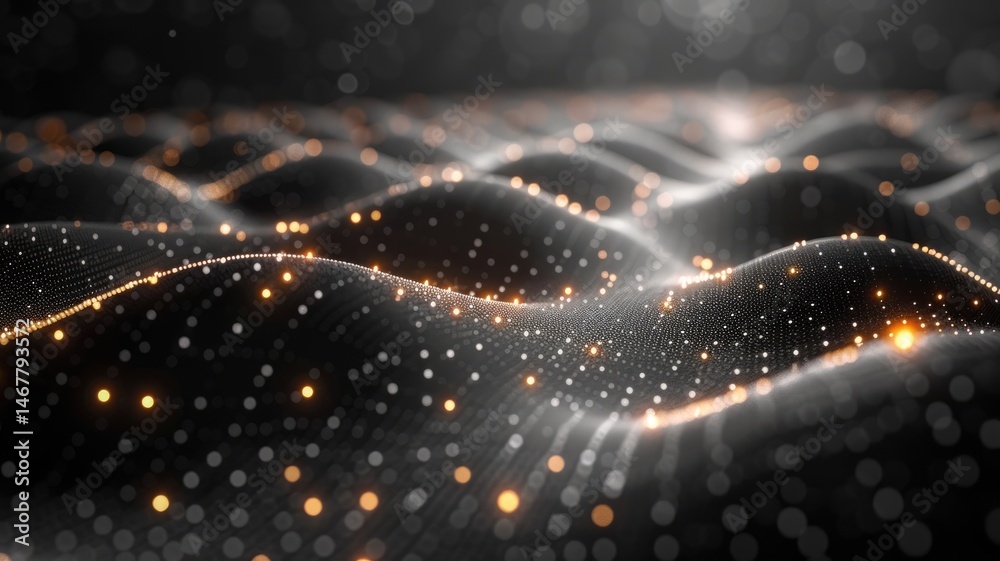 Poster abstract picture of neon light particle with digital technology style design connecting become dynam