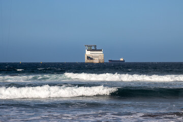 Technical buidling in Atlantic ocean, Telde, Gran Canaria