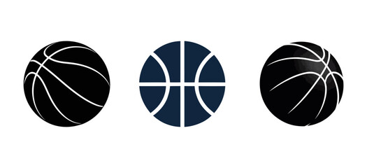 Obraz premium Volleyball ball silhouette, soccer, basketball, tennis, and rugby sport ball icon collection. beach volleyball game play ball icon set, various simple stylized black sports balls silhouettes set. 