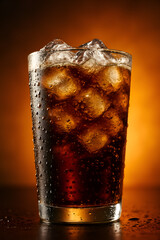 A refreshing glass of cola with ice