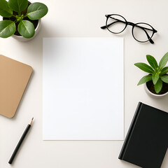 blank note paper with green leaves