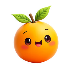 Cute Orange Cartoon Happy Fruit Illustration isolated on transparent background