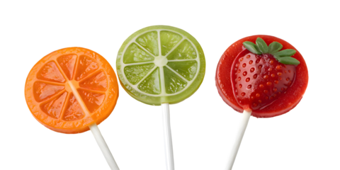 Colorful lollipops on white background