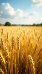Fototapeta premium Golden barley and oat fields swaying gently in breeze, botany, food, farm