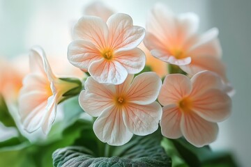 Naklejka premium Close-up view of delicate peach-colored flowers.