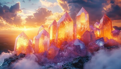 Sunset Crystal Mountain Landscape.