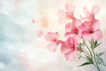 Fototapeta premium Delicate pink blossoms against a soft, pastel backdrop.
